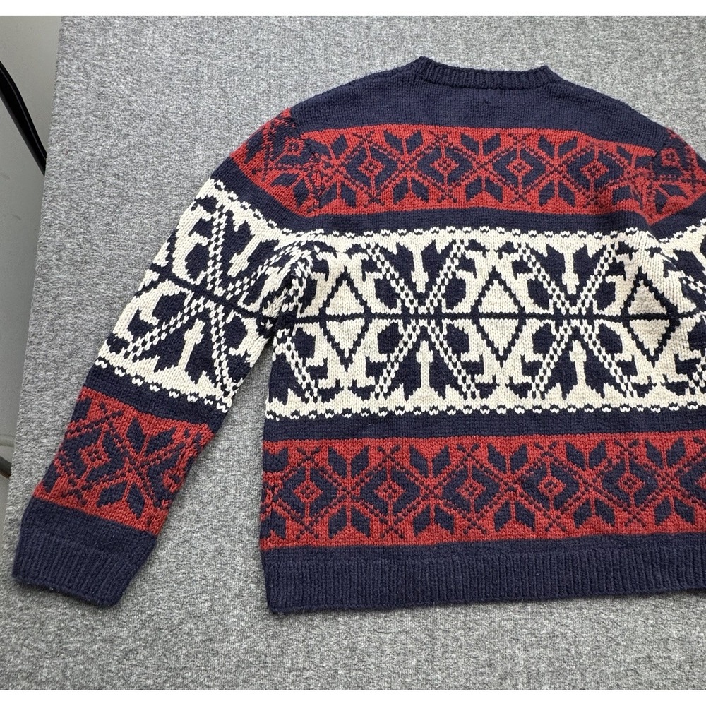 American Eagle Fair Isle Sweater Mens Sz L Lambs Wool Chunky Knit Nordic Cabin - Picture 8 of 13